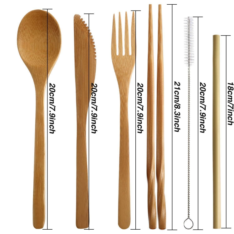 Set di 2 bacchette da viaggio creative in paglia di bambù, coltelli, forchetta, cucchiaio, con borsa di stoffa