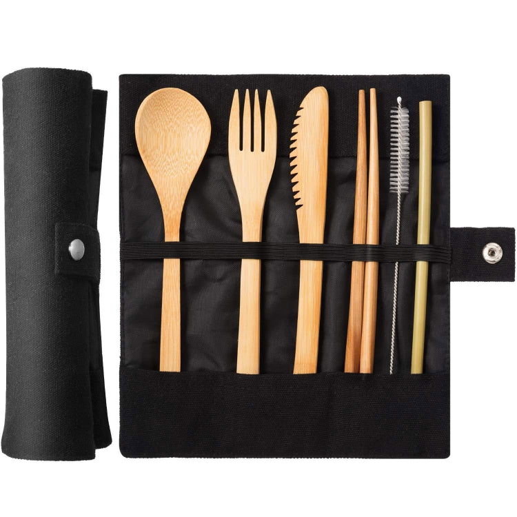 Set di 2 bacchette da viaggio creative in paglia di bambù, coltelli, forchetta, cucchiaio, con borsa di stoffa