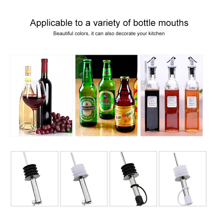 Tappo per bottiglia in vetro da 5 pezzi. Tappo per olio in acciaio inossidabile. Tappo in silicone, White Hat Straight Mouth, White Hat Automatic Cap, Black Hat Straight Mouth, Black Hat Automatic Cap