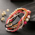 Bracciale elastico con perline multistrato bohémien da donna Four Seasons