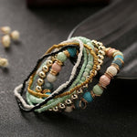 Bracciale elastico con perline multistrato bohémien da donna Four Seasons