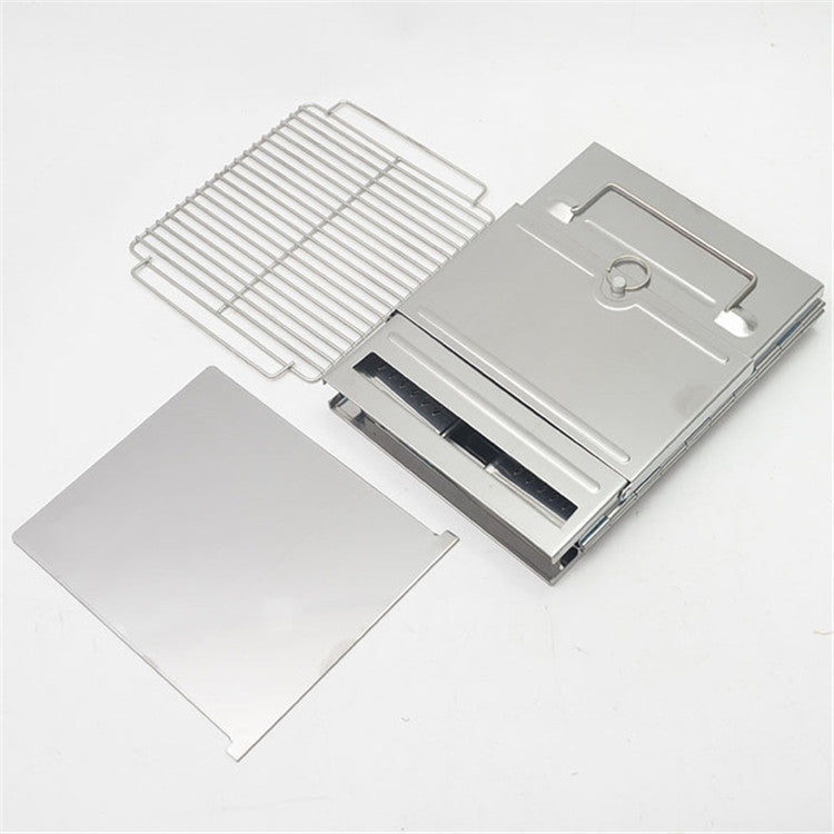 Fornello per barbecue pieghevole portatile in acciaio inossidabile Griglia per barbecue a carbone Stufa a legna da campeggio all'aperto, 21x21x27cm