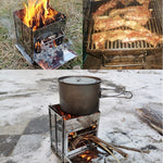 Fornello per barbecue pieghevole portatile in acciaio inossidabile Griglia per barbecue a carbone Stufa a legna da campeggio all'aperto, 21x21x27cm