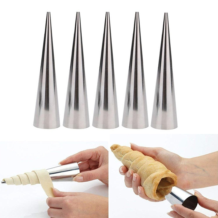 Stampi per rotoli di cono da 5 pezzi Stampo per torta con ugello a spirale in acciaio inossidabile per croissant, crema pasticciera, corno