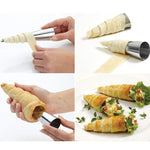 Stampi per rotoli di cono da 5 pezzi Stampo per torta con ugello a spirale in acciaio inossidabile per croissant, crema pasticciera, corno