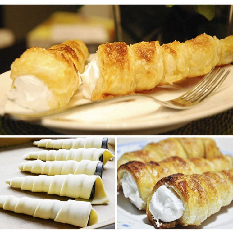 Stampi per rotoli di cono da 5 pezzi Stampo per torta con ugello a spirale in acciaio inossidabile per croissant, crema pasticciera, corno