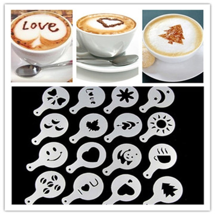 32 pz caffè stencil filtro macchina per il caffè cappuccino modelli di stampi spargi fiori pad spray arte strumenti di cottura, 32 PCS