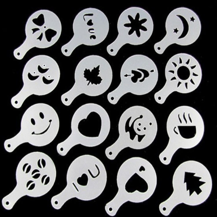 32 pz caffè stencil filtro macchina per il caffè cappuccino modelli di stampi spargi fiori pad spray arte strumenti di cottura, 32 PCS