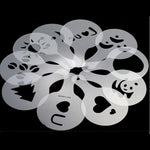 32 pz caffè stencil filtro macchina per il caffè cappuccino modelli di stampi spargi fiori pad spray arte strumenti di cottura, 32 PCS
