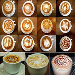 32 pz caffè stencil filtro macchina per il caffè cappuccino modelli di stampi spargi fiori pad spray arte strumenti di cottura, 32 PCS