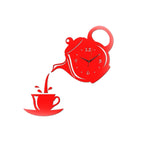 2 pezzi creativo fai da te acrilico tazza di caffè teiera orologio da parete 3D decorativo orologi da parete da cucina soggiorno sala da pranzo decorazioni per la casa orologio