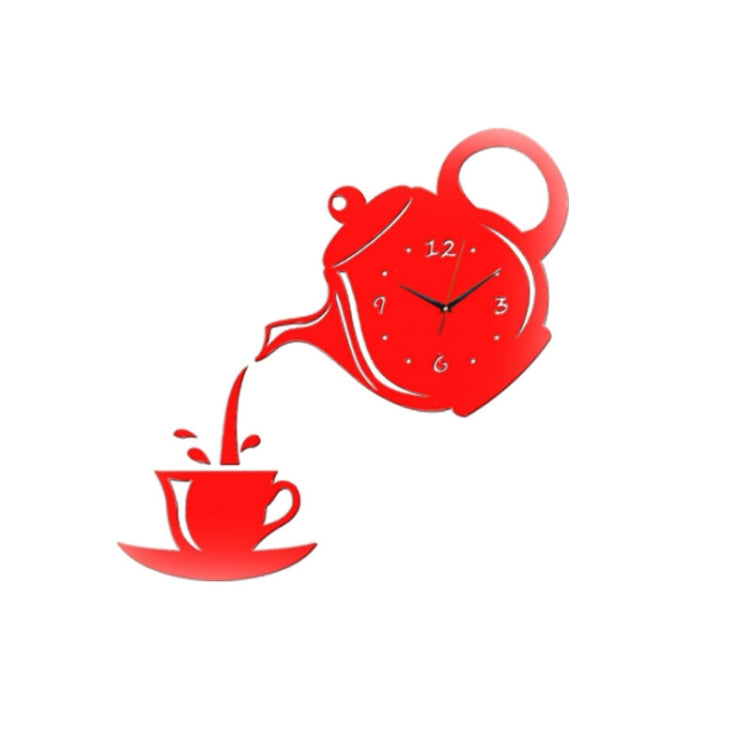 2 pezzi creativo fai da te acrilico tazza di caffè teiera orologio da parete 3D decorativo orologi da parete da cucina soggiorno sala da pranzo decorazioni per la casa orologio