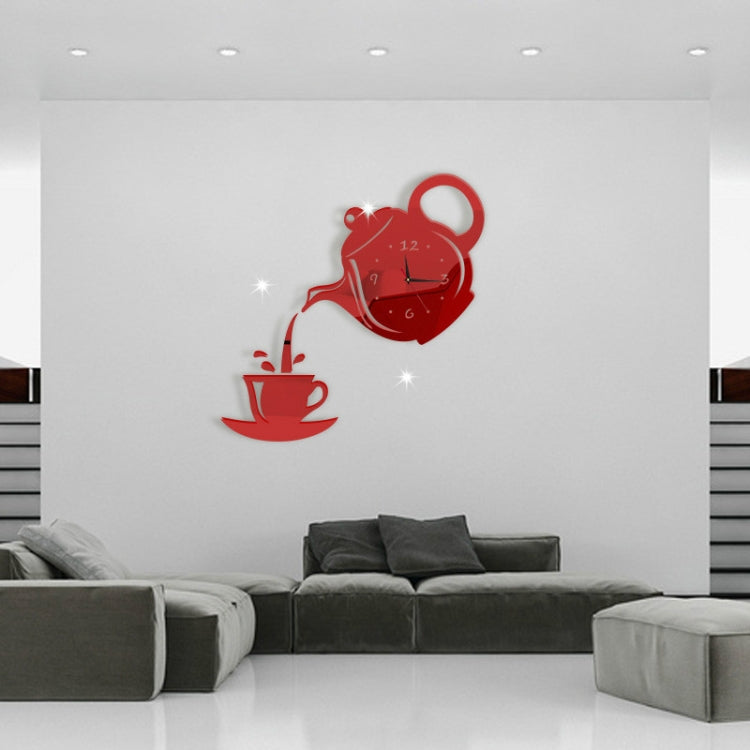 2 pezzi creativo fai da te acrilico tazza di caffè teiera orologio da parete 3D decorativo orologi da parete da cucina soggiorno sala da pranzo decorazioni per la casa orologio