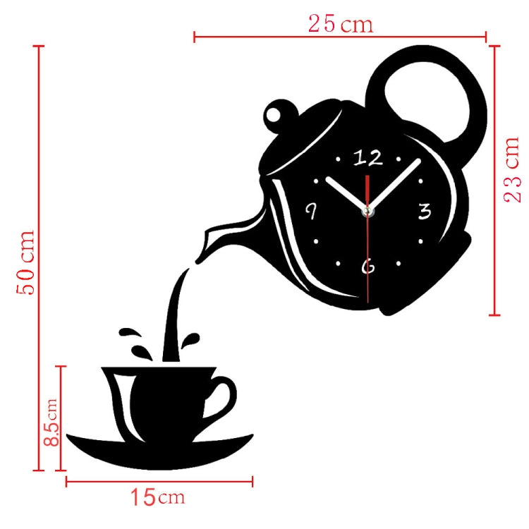 2 pezzi creativo fai da te acrilico tazza di caffè teiera orologio da parete 3D decorativo orologi da parete da cucina soggiorno sala da pranzo decorazioni per la casa orologio
