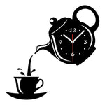 2 pezzi creativo fai da te acrilico tazza di caffè teiera orologio da parete 3D decorativo orologi da parete da cucina soggiorno sala da pranzo decorazioni per la casa orologio