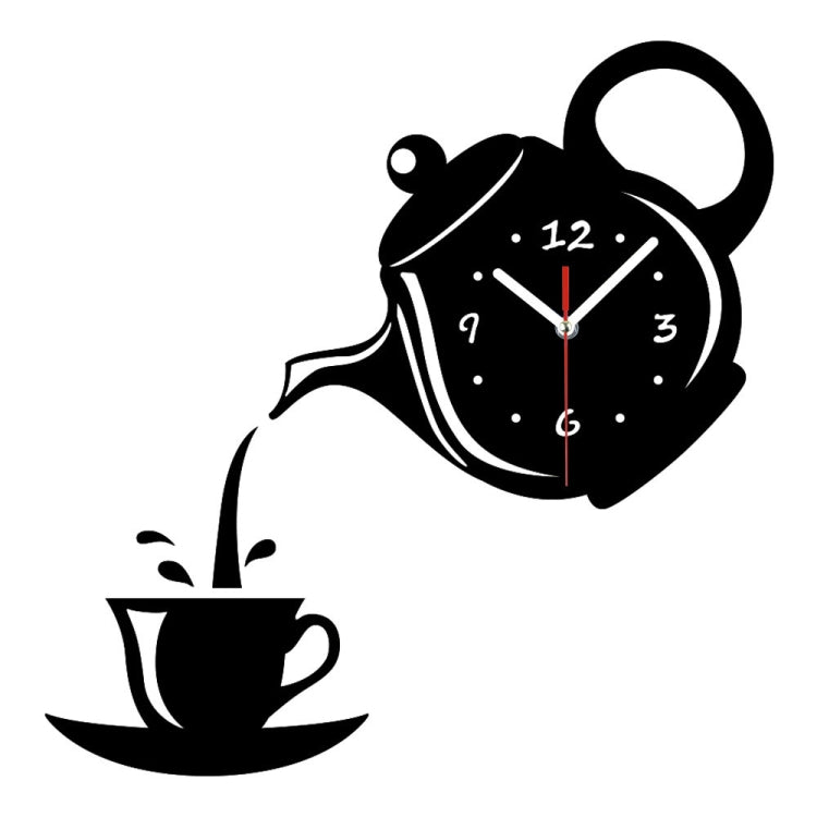 2 pezzi creativo fai da te acrilico tazza di caffè teiera orologio da parete 3D decorativo orologi da parete da cucina soggiorno sala da pranzo decorazioni per la casa orologio