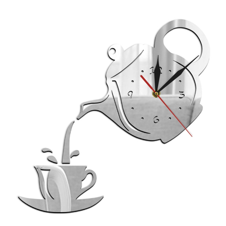 2 pezzi creativo fai da te acrilico tazza di caffè teiera orologio da parete 3D decorativo orologi da parete da cucina soggiorno sala da pranzo decorazioni per la casa orologio
