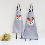 Grembiule genitore-figlio senza maniche in cotone con animali dei cartoni animati, Children Apron S, Adult Apron L
