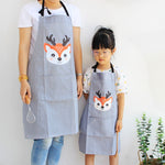 Grembiule genitore-figlio senza maniche in cotone con animali dei cartoni animati, Children Apron S, Adult Apron L