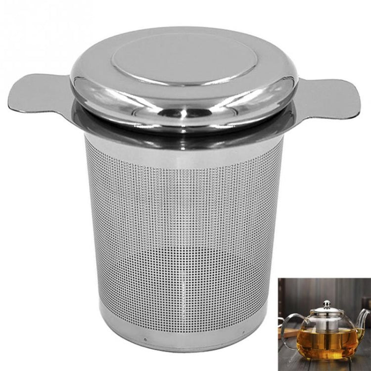 Infusore per il tè in acciaio inossidabile con coperchio come vassoio antigoccia, Stainless Steel Tea Infuser