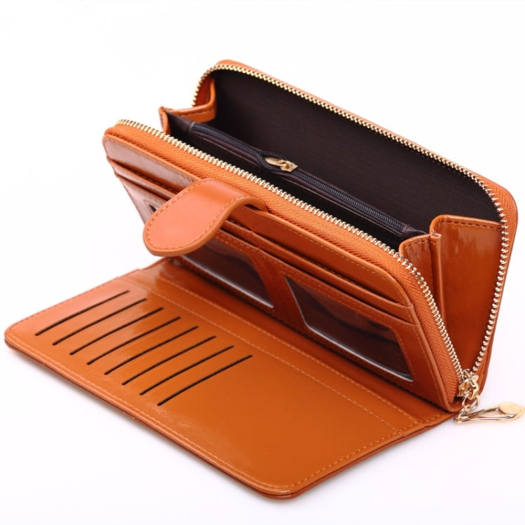 Pochette portafoglio multifunzionale lunga e di grande capacità da donna in pelle cerata a olio