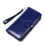 Pochette portafoglio multifunzionale lunga e di grande capacità da donna in pelle cerata a olio