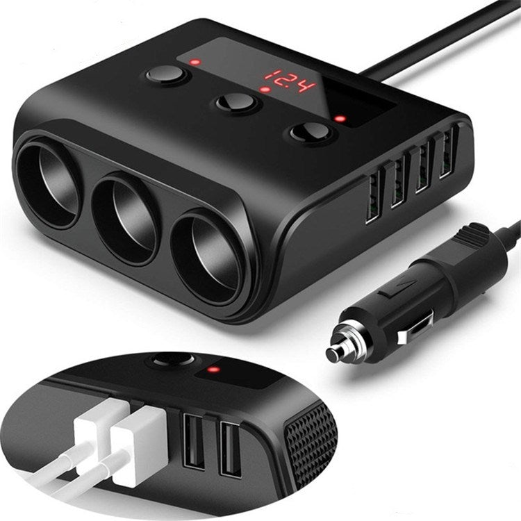Accendisigari per auto TR12 100W One Drag Three con display della tensione di commutazione 4USB Accendisigari per auto, TR12 (Black), TR12