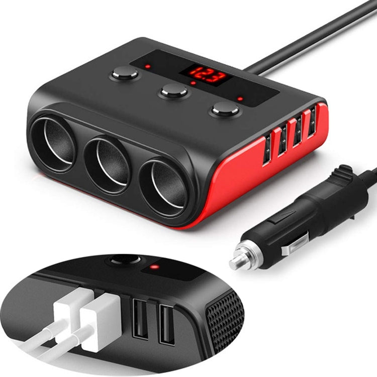Accendisigari per auto TR12 100W One Drag Three con display della tensione di commutazione 4USB Accendisigari per auto, TR12 (Black), TR12