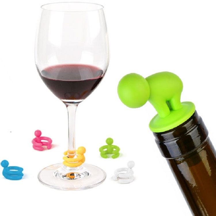 Tappo vino rosso in silicone 7 pezzi con piedini tazza