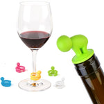 Tappo per vino rosso a spirale sigillato in silicone da 7 pezzi + set di piedini per tazza, consegna colore casuale, 7 PCS Cartoon Shape