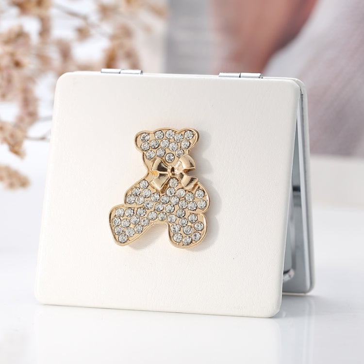 Mini specchio trucco portatile pieghevole in pelle PU