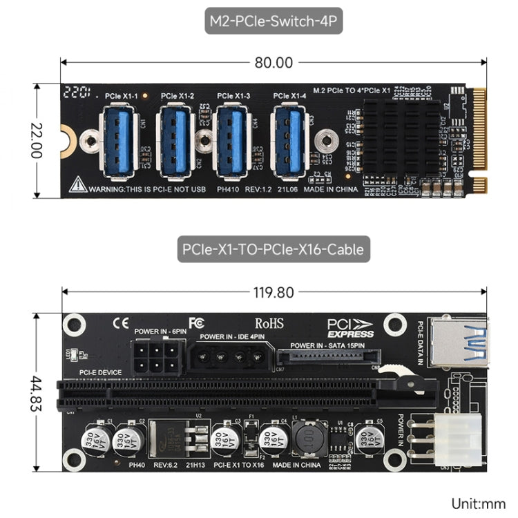 Espansione Waveshare da PCIe X1 a PCIe X16, da utilizzare con l'espansore da M.2 a PCIe a 4 canali, 24003, PCIe X1 to PCIe X16 Expander