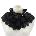 Colletto decorativo in chiffon con perline da donna, fiori, colletto finto con scialle a collo alto pieghevole