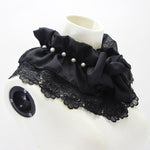 Colletto decorativo in chiffon con perline da donna, fiori, colletto finto con scialle a collo alto pieghevole