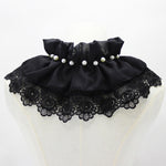 Colletto decorativo in chiffon con perline da donna, fiori, colletto finto con scialle a collo alto pieghevole