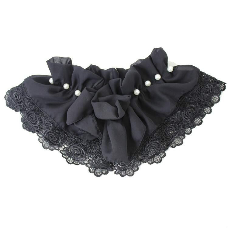Colletto decorativo in chiffon con perline da donna, fiori, colletto finto con scialle a collo alto pieghevole