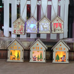 Casa in legno luminosa di Natale Decorazioni per l'albero di Natale Ornamenti pendenti Decorazione per finestre regalo fai da te, Small Pulling Santa Claus, Small Crutches Santa, Small House, Small Elk, Large Snowman, Large Santa, Large Elk