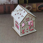 Casa in legno luminosa di Natale Decorazioni per l'albero di Natale Ornamenti pendenti Decorazione per finestre regalo fai da te, Small Pulling Santa Claus, Small Crutches Santa, Small House, Small Elk, Large Snowman, Large Santa, Large Elk