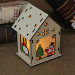 Casa in legno luminosa di Natale Decorazioni per l'albero di Natale Ornamenti pendenti Decorazione per finestre regalo fai da te, Small Pulling Santa Claus, Small Crutches Santa, Small House, Small Elk, Large Snowman, Large Santa, Large Elk