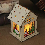 Casa in legno luminosa di Natale Decorazioni per l'albero di Natale Ornamenti pendenti Decorazione per finestre regalo fai da te, Small Pulling Santa Claus, Small Crutches Santa, Small House, Small Elk, Large Snowman, Large Santa, Large Elk
