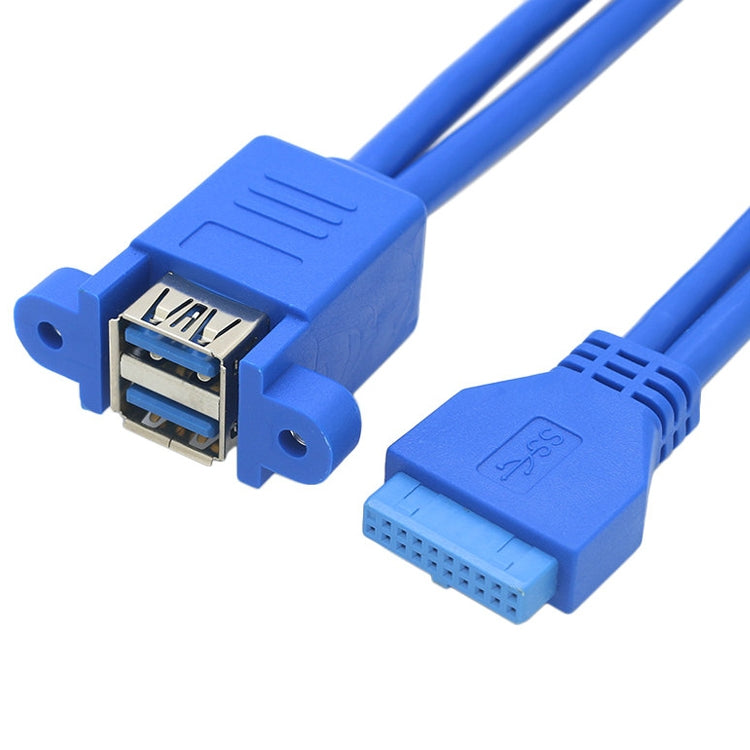 Cavo di prolunga USB 3.0 doppio da 20 pin per scheda madre con cavo deflettore per l'orecchio, Blue