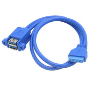 Cavo di prolunga USB 3.0 doppio da 20 pin per scheda madre con cavo deflettore per l'orecchio, Blue