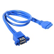Cavo di prolunga USB 3.0 doppio da 20 pin per scheda madre con cavo deflettore per l'orecchio, Blue