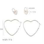 Set di orecchini a cerchio a forma di cuore d'amore in metallo semplice moda donna