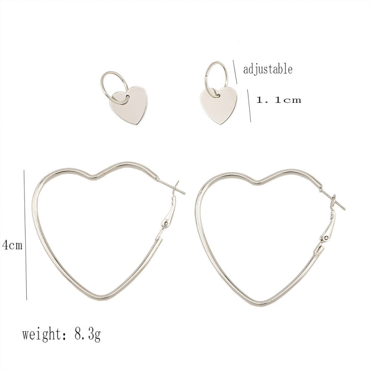 Set di orecchini a cerchio a forma di cuore d'amore in metallo semplice moda donna