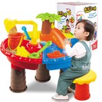 Set di giocattoli da tavolo per spiaggia sabbiosa all'aperto per bambini, Beach Table(Tree and Round Table), Beach Table(Dolphin and Round Table), Beach Table(Tree and Square Table), Beach Table(Dolphin and Square Table)