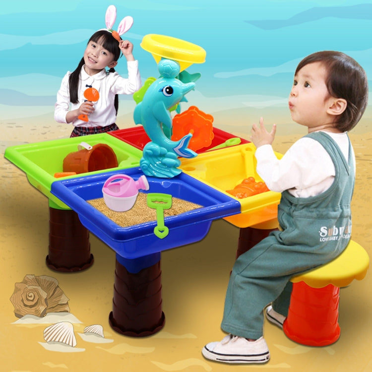 Set di giocattoli da tavolo per spiaggia sabbiosa all'aperto per bambini, Beach Table(Tree and Round Table), Beach Table(Dolphin and Round Table), Beach Table(Tree and Square Table), Beach Table(Dolphin and Square Table)