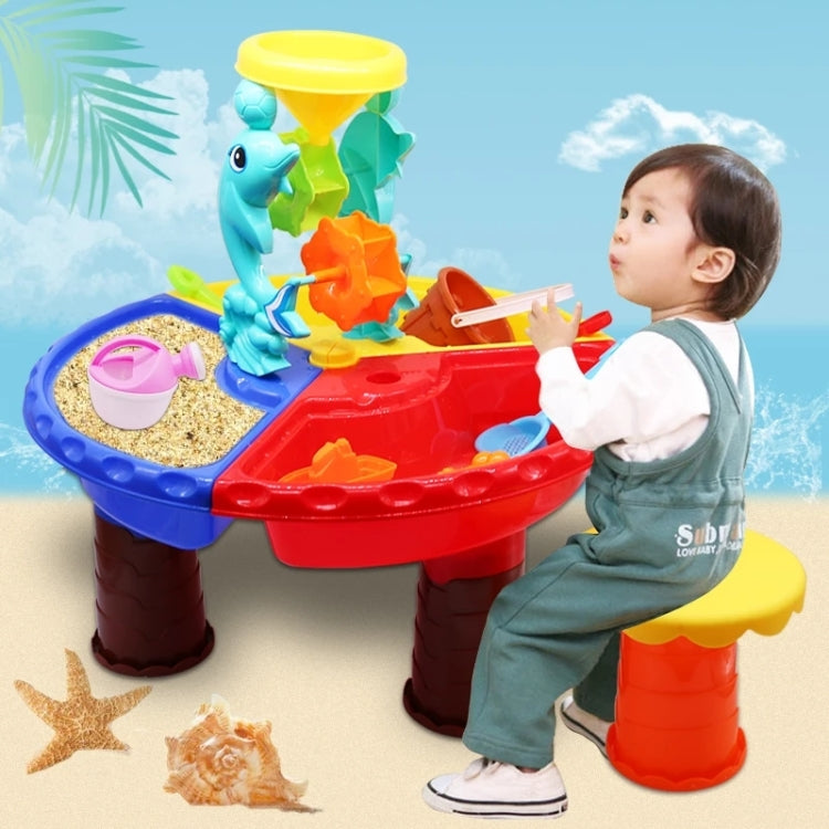 Set di giocattoli da tavolo per spiaggia sabbiosa all'aperto per bambini, Beach Table(Tree and Round Table), Beach Table(Dolphin and Round Table), Beach Table(Tree and Square Table), Beach Table(Dolphin and Square Table)