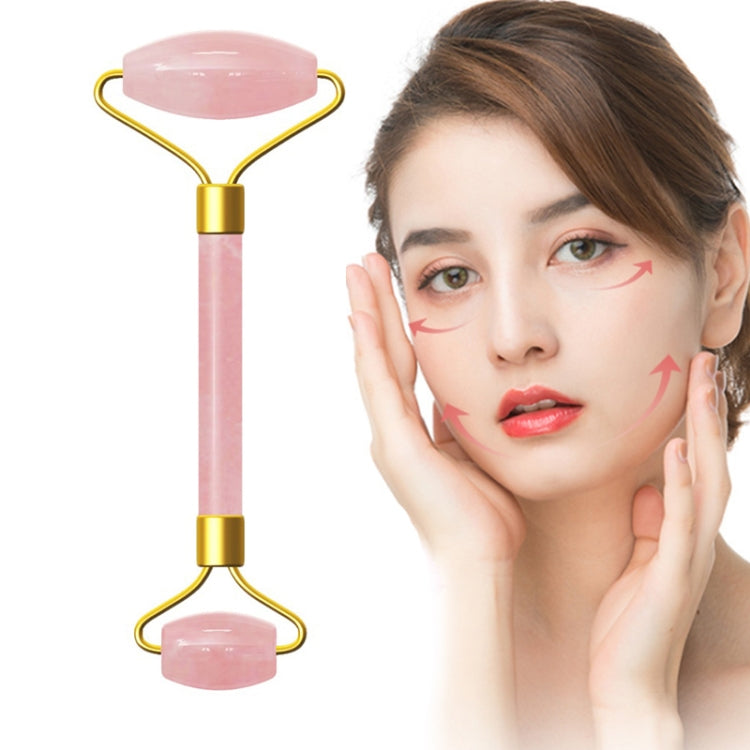 Rullo per massaggio a doppia testa Cristallo rosa naturale Quarzo Pietra di giada Anticellulite Rughe Strumento per la bellezza del corpo del viso