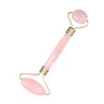 Rullo per massaggio a doppia testa Cristallo rosa naturale Quarzo Pietra di giada Anticellulite Rughe Strumento per la bellezza del corpo del viso